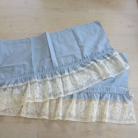 Vintage Blue Blouson Valance Lace Trim 15.5 x 60 inch Made in USA - Picture 8 of 11